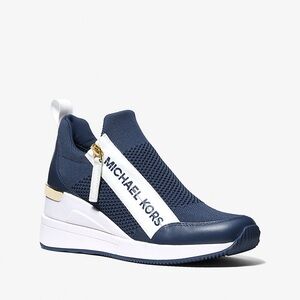 ❤️‍🔥BOGO free NWT Michael Kors Navy Knit Willis Wedge Trainers Sneakers 9.5